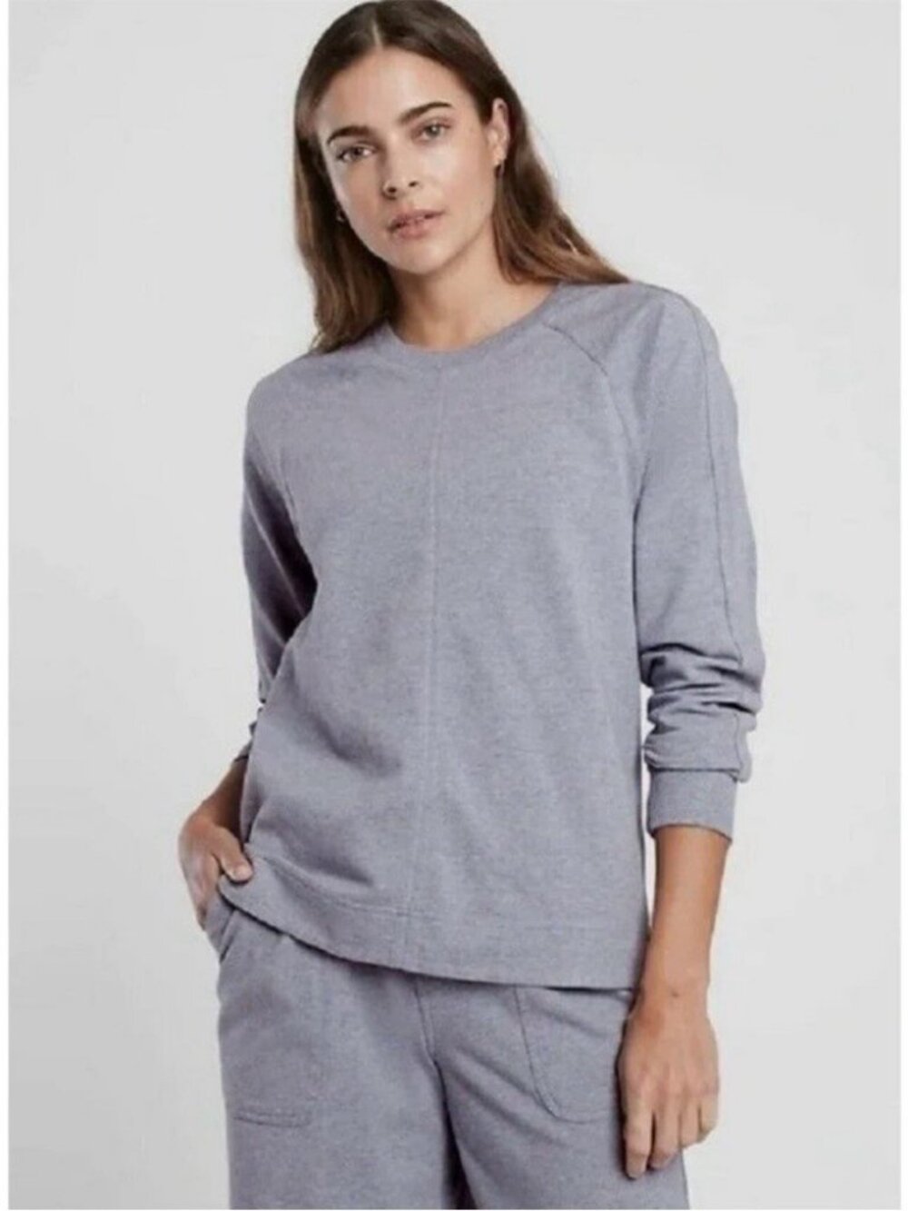 Athleta Gray Heather Farallon Swing Sweatshirt Size M